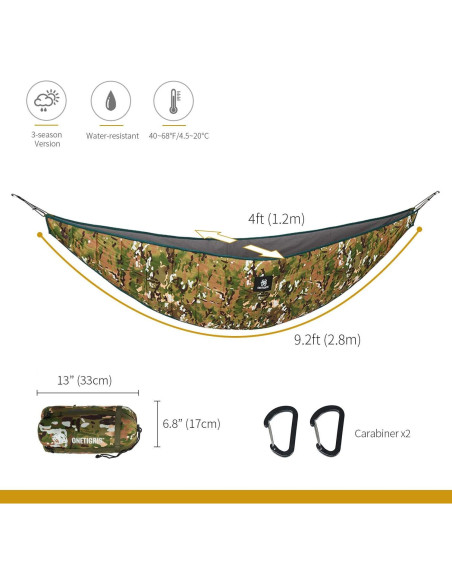 OneTigris Underquilt para Hamaca 4 Estaciones Camo 0.9kg