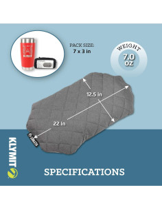 Almohada Inflable Klymit Luxe Travel Pillow Gris 55.9x31.8cm 2