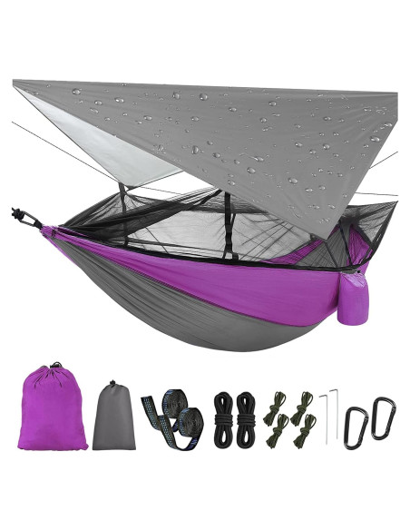 Hamaca de Camping MIFXIN con Red Mosquitos y Toldo Impermeable