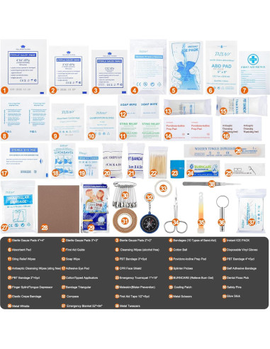 Kit de Primeros Auxilios 330 Piezas TLIEAO Compacto Impermeable