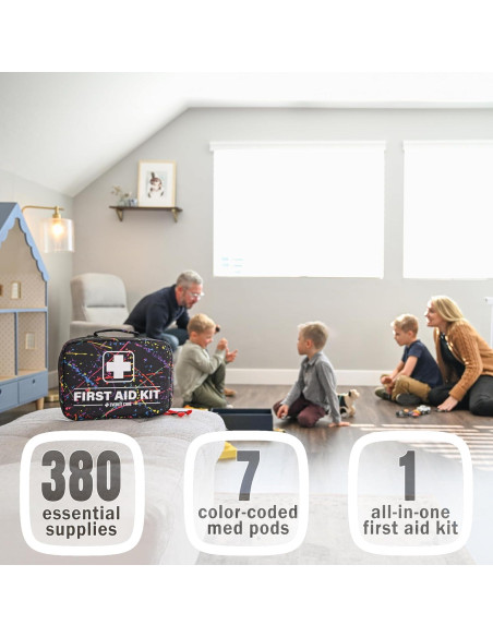 Kit de Primeros Auxilios 380 Piezas EVERLIT CARE Negro