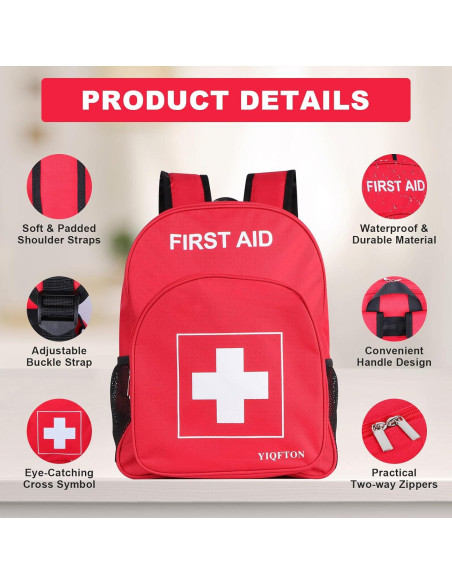 Mochila de Primeros Auxilios Vacía YIQFTON Impermeable 18L Roja