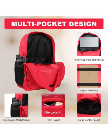 Mochila de Primeros Auxilios Vacía YIQFTON Impermeable 18L Roja