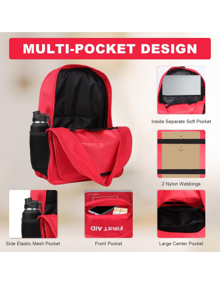 Mochila de Primeros Auxilios Vacía YIQFTON Impermeable 18L Roja