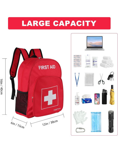 Mochila de Primeros Auxilios Vacía YIQFTON Impermeable 18L Roja