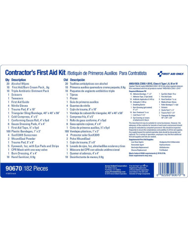 Kit de Primeros Auxilios First Aid Only 182 Piezas para 25 Personas