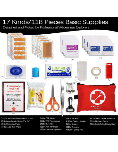 Mini Kit de Primeros Auxilios VirKech 118 Piezas Portátil