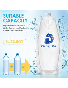 Botellas de Agua Plegables Dunkive 1L - Pack de 4 Transparentes 2