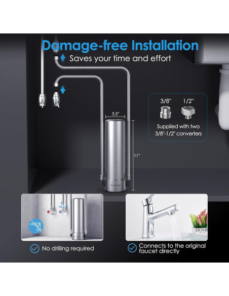 Filtro de Agua Bajo Fregadero Waterdrop AS13 6 Etapas Acero Inoxidable