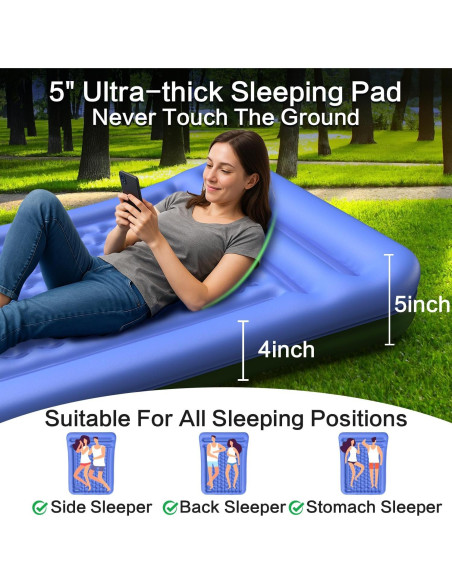 Colchón Doble Autoinflable Wusrop 200x140 cm 5 cm Grueso