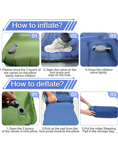 Colchón Doble Autoinflable Wusrop 200x140 cm 5 cm Grueso