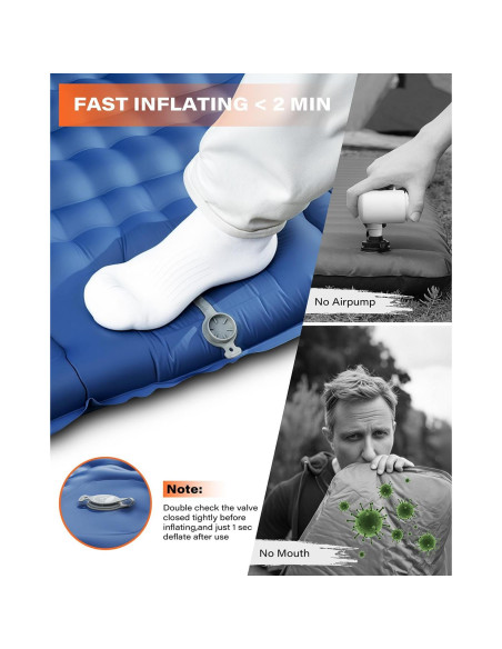 Colchón Inflable de Camping A2C OSM-Azul, 66 cm Ancho, Ultraligero