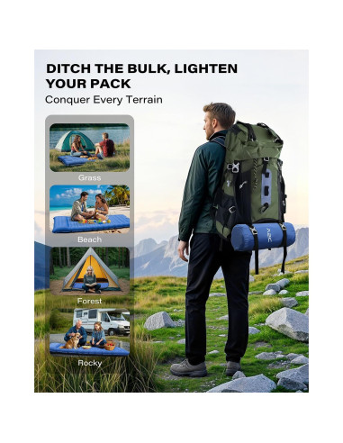 Colchón Inflable de Camping A2C OSM-Azul, 66 cm Ancho, Ultraligero