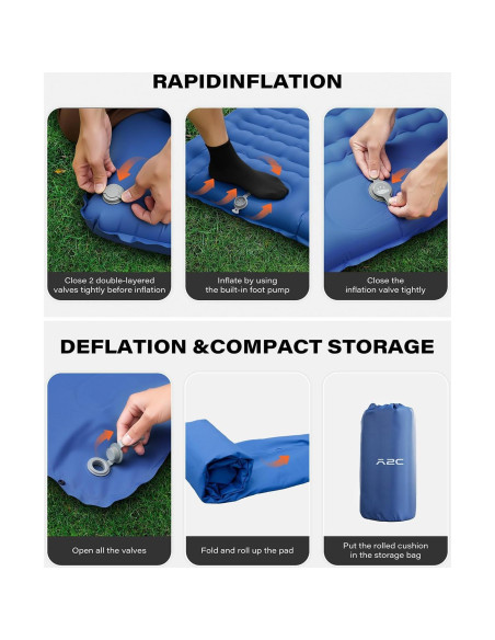 Colchón Inflable de Camping A2C OSM-Azul, 66 cm Ancho, Ultraligero