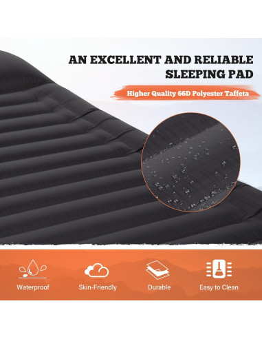 Colchón Inflable Doble TOBTOS 15 cm para Camping con Almohada