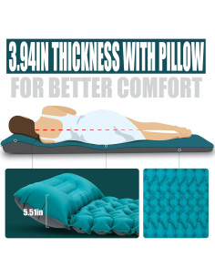 Almohadilla de Camping AKSOUL 3.9" con Almohada Integrada 2