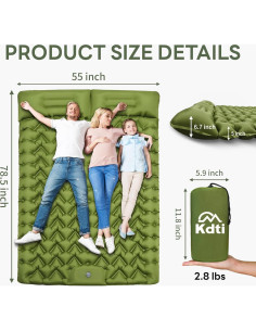 Colchón Inflable Doble Kdti 199x140 cm con Bomba Incorporada 2