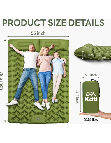 Colchón Inflable Doble Kdti 199x140 cm con Bomba Incorporada