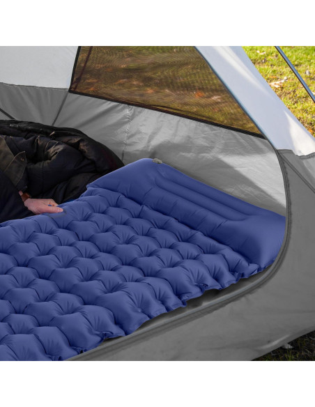 Colchón Inflable para Camping Wakeman - Almohadilla Azul con Bomba