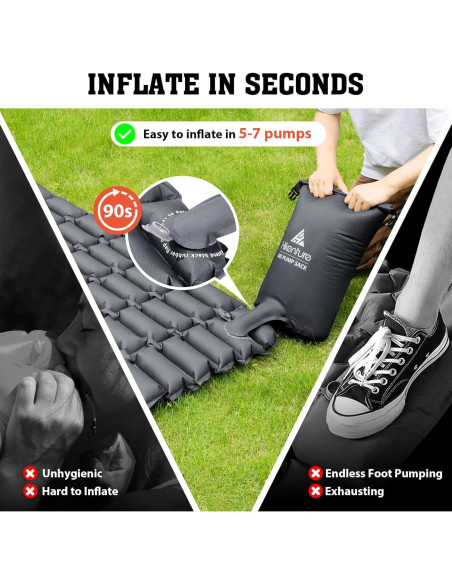 Colchón Inflable Doble Hikenture 183x127 cm 1.27 kg Impermeable