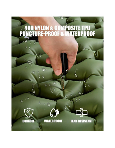 Almohadilla de Dormir AKSOUL Autoinflable 3.94" Gruesa Camping