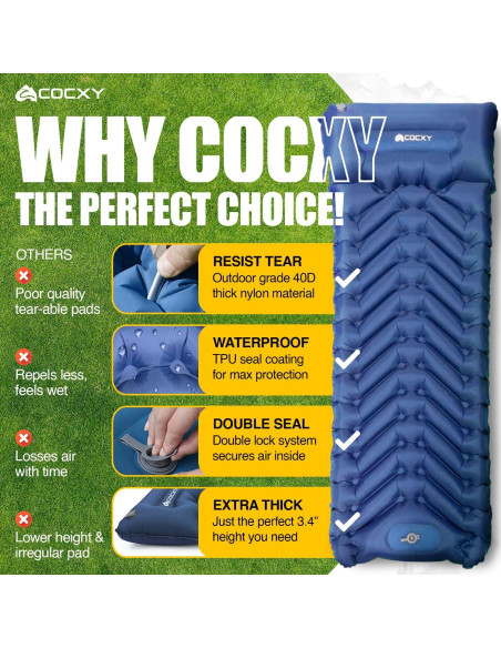 Colchoneta Autoinflable COCXY SB 197x68 cm con Almohada