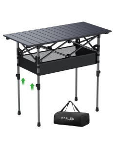Mesa de Camping Plegable GARLLEN 82x40 cm Aluminio 2 Alturas