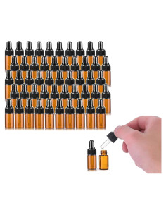 Paquete de 50 Botellas de Vidrio Ámbar 3ml con Gotero USRommaner