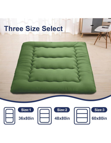 Colchón Futón Japonés DELADOLA Individual Verde 203x91cm