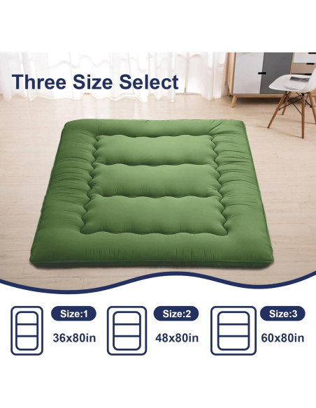 Colchón Futón Japonés DELADOLA Individual Verde 203x91cm