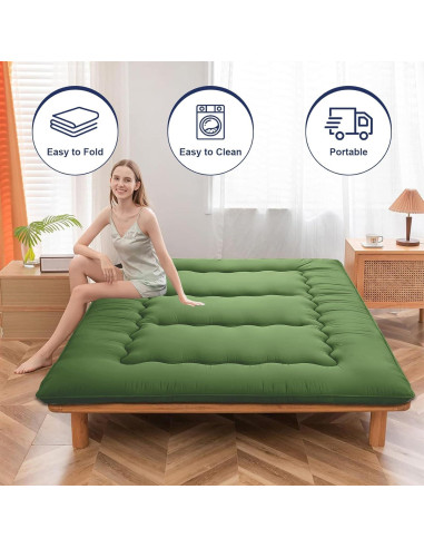 Colchón Futón Japonés DELADOLA Individual Verde 203x91cm