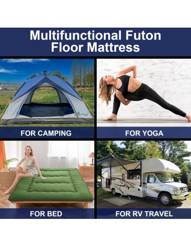 Colchón Futón Japonés DELADOLA Individual Verde 203x91cm