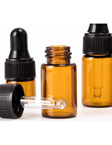 Paquete de 50 Botellas de Vidrio Ámbar 3ml con Gotero USRommaner