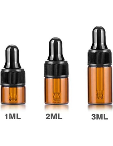 Paquete de 50 Botellas de Vidrio Ámbar 3ml con Gotero USRommaner