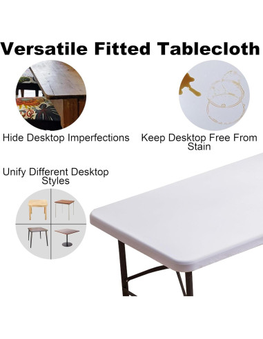 Mantel Ajustado Rectangular Viiamacki 76x152 cm Blanco Spandex