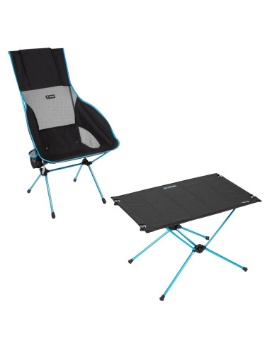 Silla y Mesa Helinox Savanna Plegable para Camping - Negra