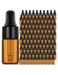 Nuogo 100 Botellas de Vidrio Ámbar 3 ml con Cuentagotas