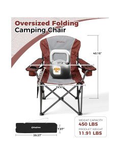 Silla de Camping Plegable KingCamp 204 kg con Mesa de Bambú 2