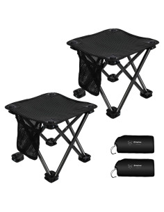 Taburete de Camping Plegable KingCamp Negro 150 kg 2 Piezas