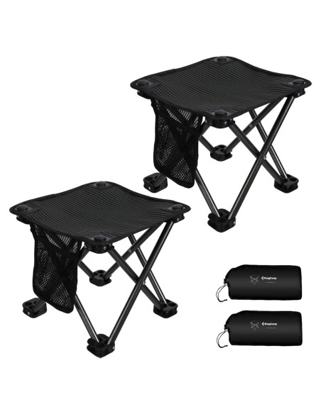 Taburete de Camping Plegable KingCamp Negro 150 kg 2 Piezas