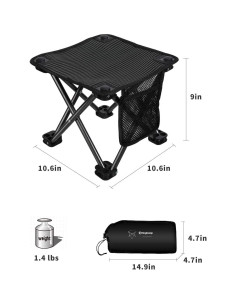 Taburete de Camping Plegable KingCamp Negro 150 kg 2 Piezas 2