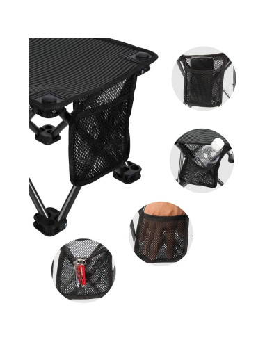 Taburete de Camping Plegable KingCamp Negro 150 kg 2 Piezas