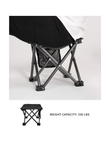 Taburete de Camping Plegable KingCamp Negro 150 kg 2 Piezas