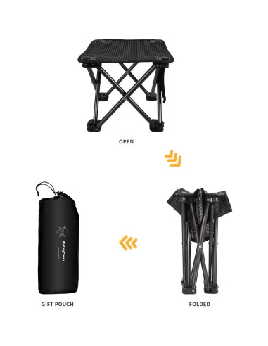 Taburete de Camping Plegable KingCamp Negro 150 kg 2 Piezas
