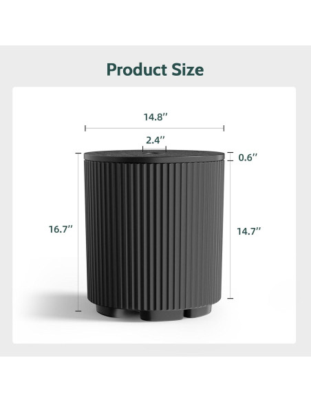 Mesa Lateral FONTOI para Paraguas Exterior Negra 37.6 cm