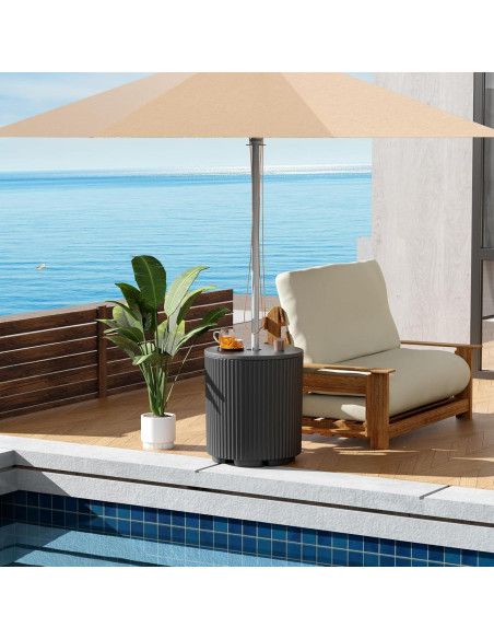 Mesa Lateral FONTOI para Paraguas Exterior Negra 37.6 cm