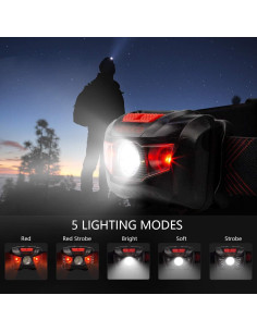 Linterna Frontal LED Vekkia Ultra Brillante IPX6 5 Modos 2