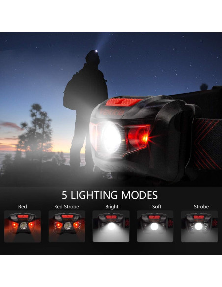 Linterna Frontal LED Vekkia Ultra Brillante IPX6 5 Modos