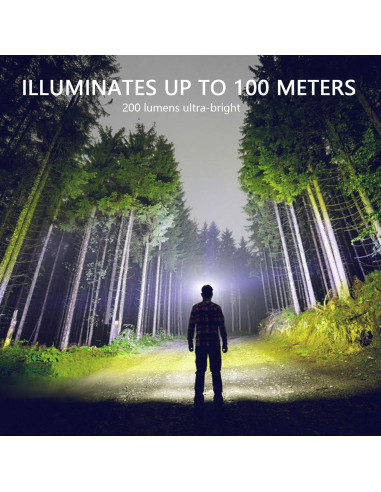 Linterna Frontal LED Vekkia Ultra Brillante IPX6 5 Modos