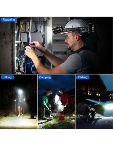 Linterna Frontal Recargable Cinlinso P70-10, 3000 Lúmenes LED IPX6